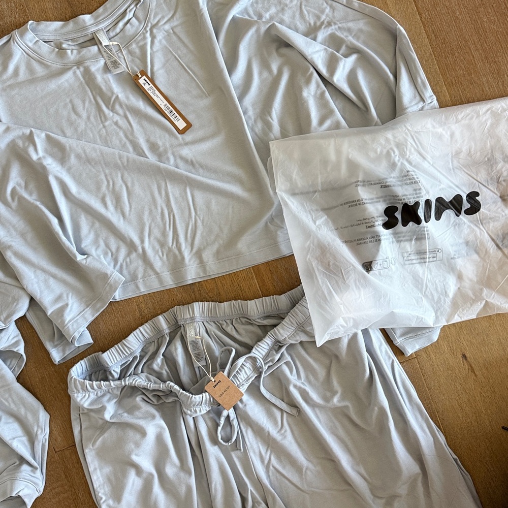 SKIMS cropped long sleeve and pant set
